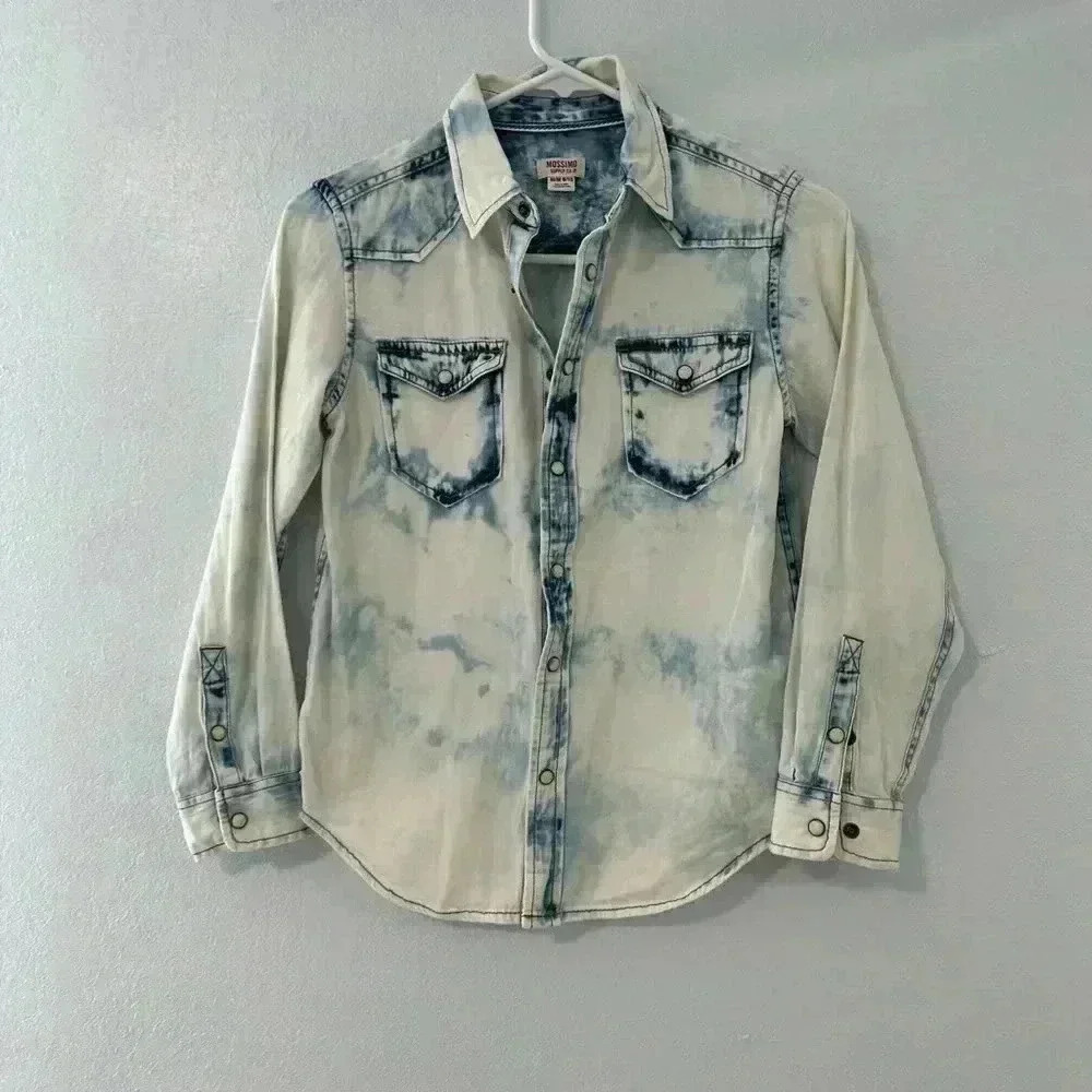 Mossimo Supply Co Kids Acid Wash Denim Western Shirt Size 8-10